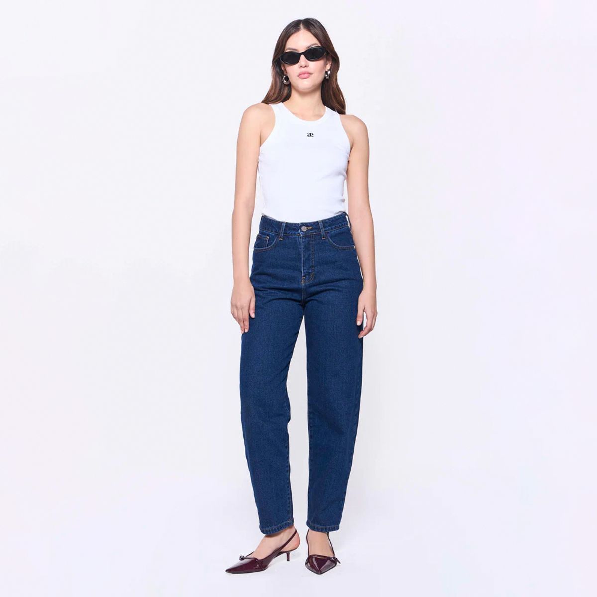 AMEN LEATHER - Jeans Ema Barrel Azul