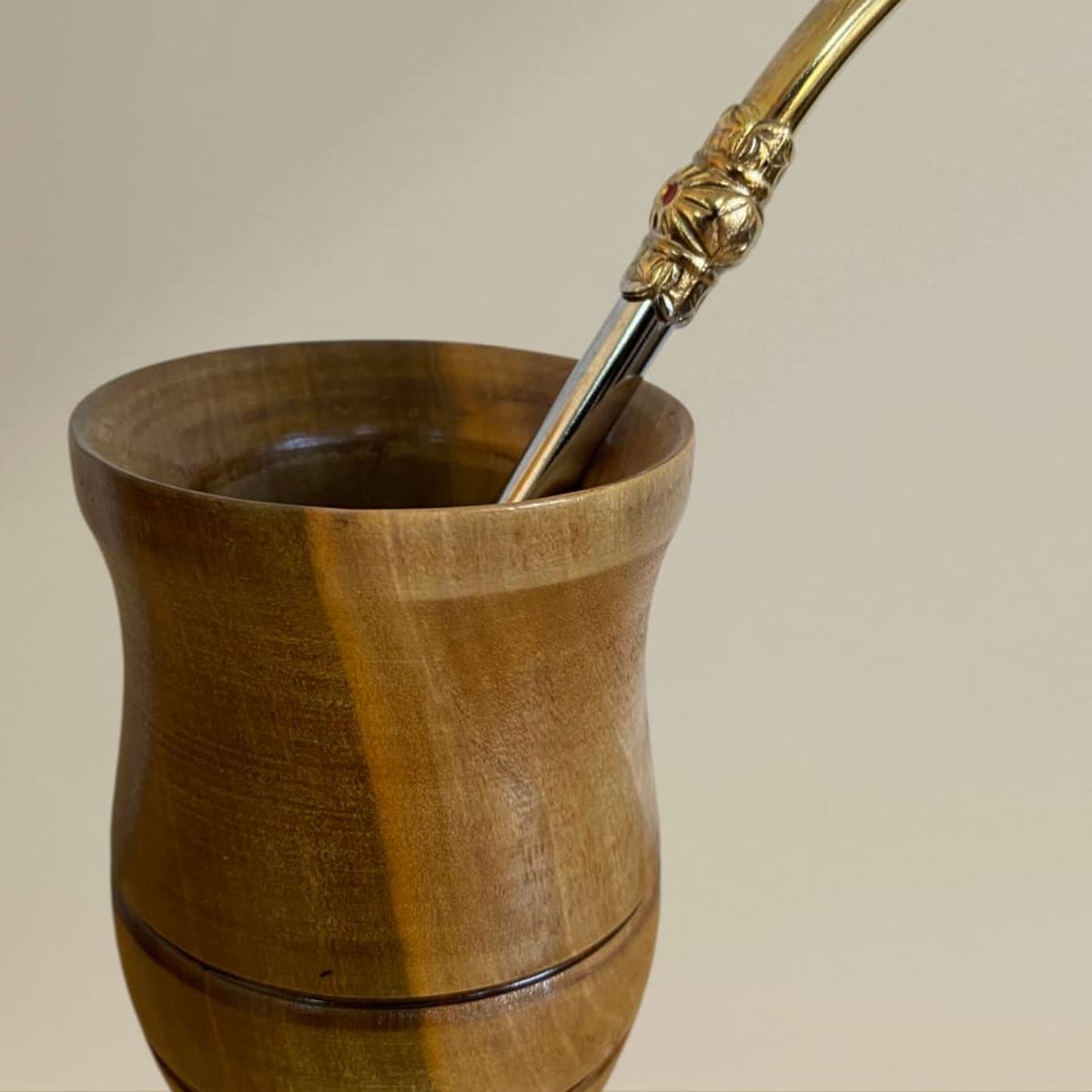 GENERICO - Mate De Madera Taza 100ml Con Bombilla