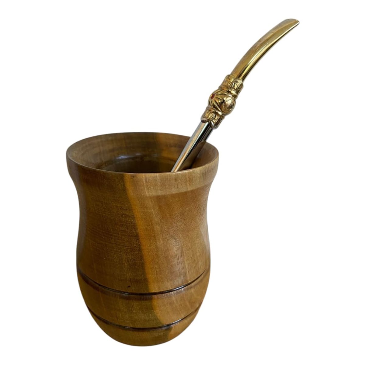 GENERICO - Mate De Madera Taza 100ml Con Bombilla