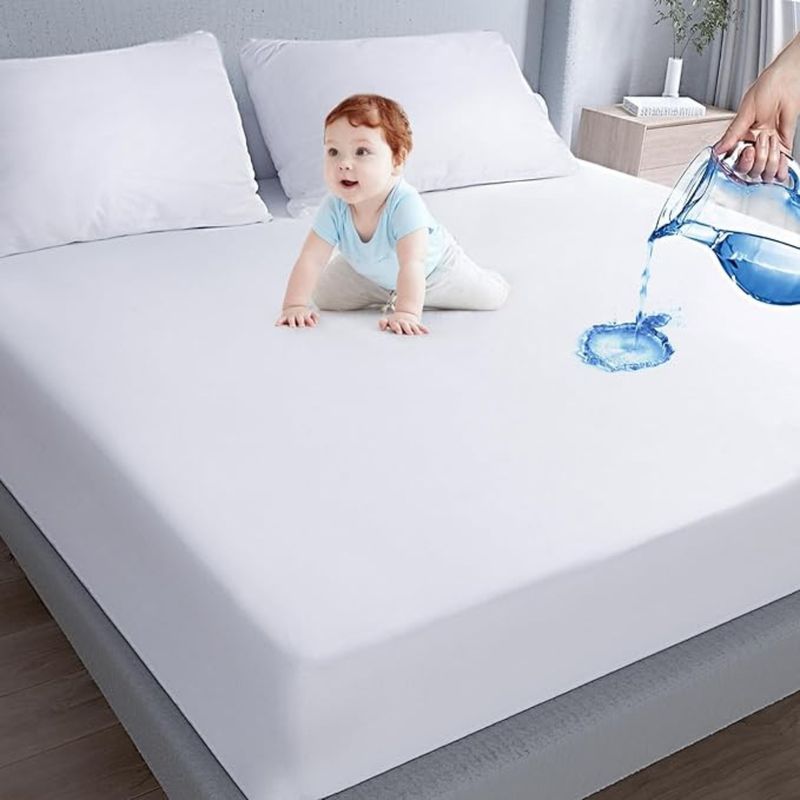 AZ AURAZEUS - Cubre Colchon Impermeable Protector Blanco Elasticado Premium Az