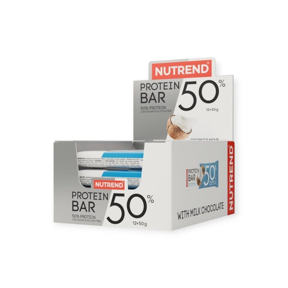NUTREND - BOX 12 UNIDADES PROTEIN BAR 50% COCONUT 50GR - NUTREND