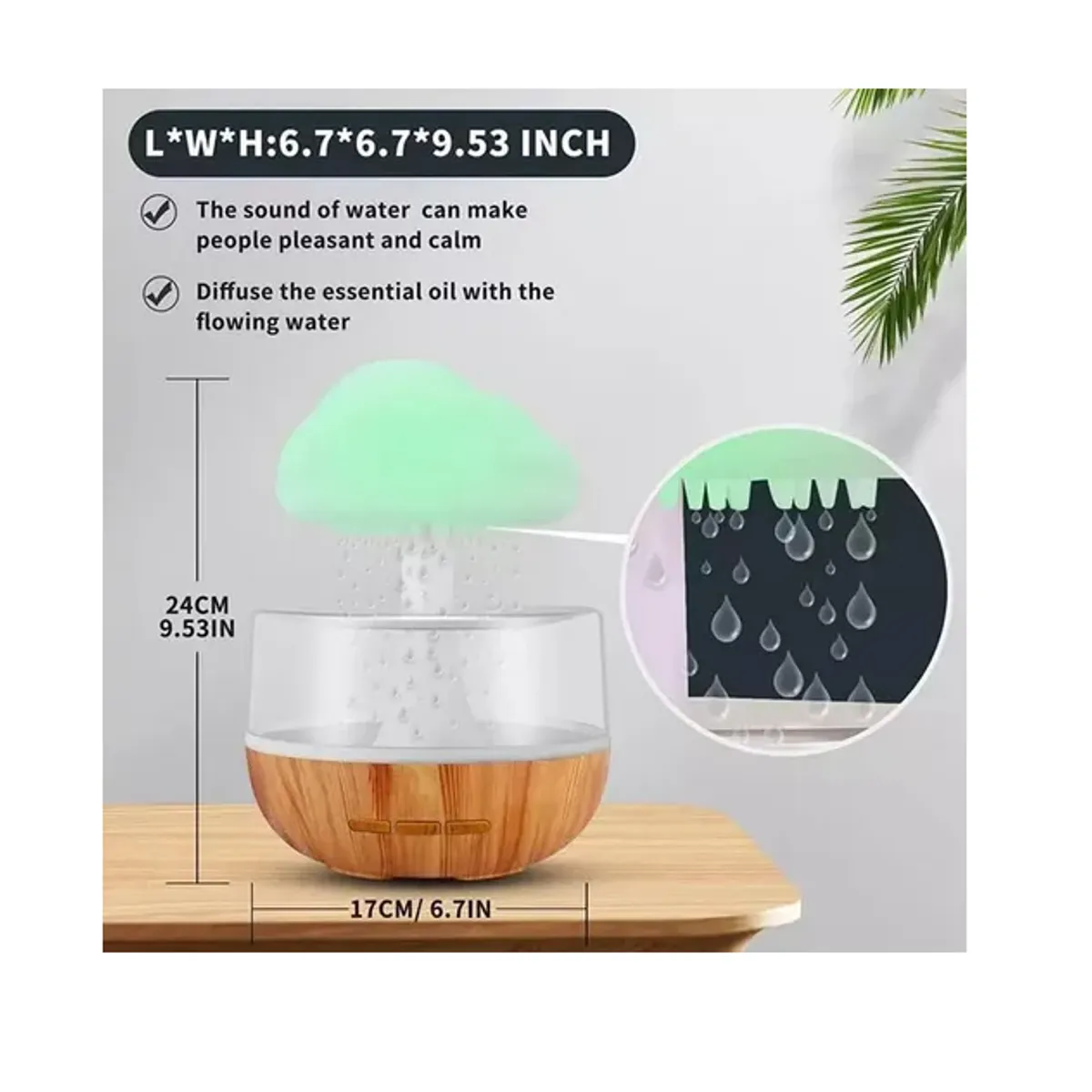 GENERICO - Humidificador Difusor Lluvia Cayendo De La Nube Aromaterapia