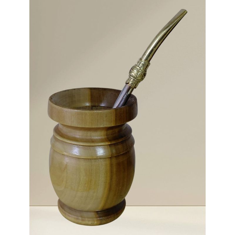 GENERICO - Mate De Madera 100ml Con Bombilla