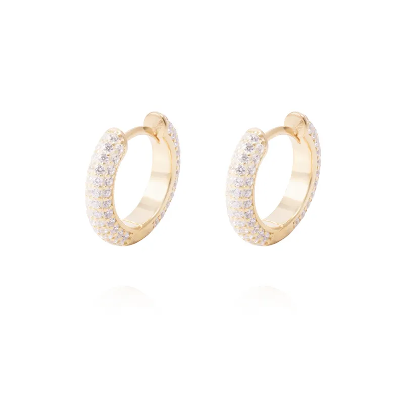 JB JOYAS BARON - Aros Revestidos en Oro 18kt Argollas Brillante Circonita