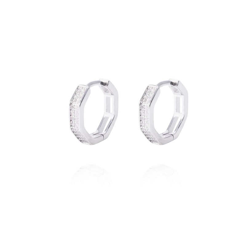 JB JOYAS BARON - Aros de Plata Esterlina Argollas Circón Rectangular