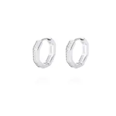 JB JOYAS BARON - Aros de Plata Esterlina Argollas Circón Rectangular