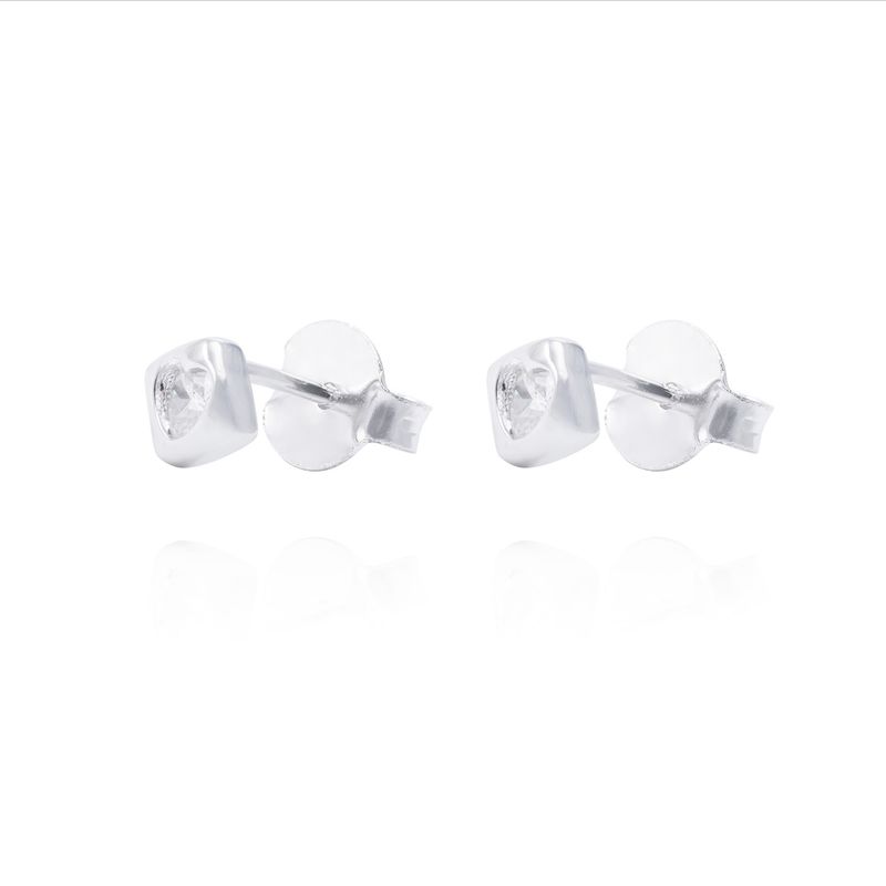 JB JOYAS BARON - Aros de Plata Esterlina Cuadrado Corazón Con Circón