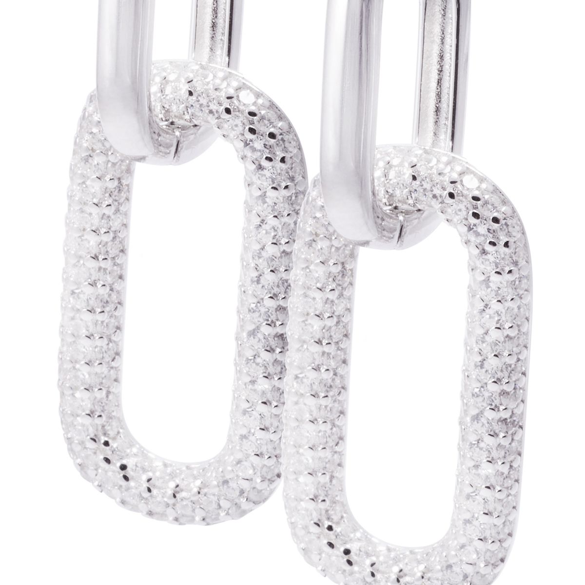 JB JOYAS BARON - Aros de Plata Esterlina Diseño Rectangular Link Circón