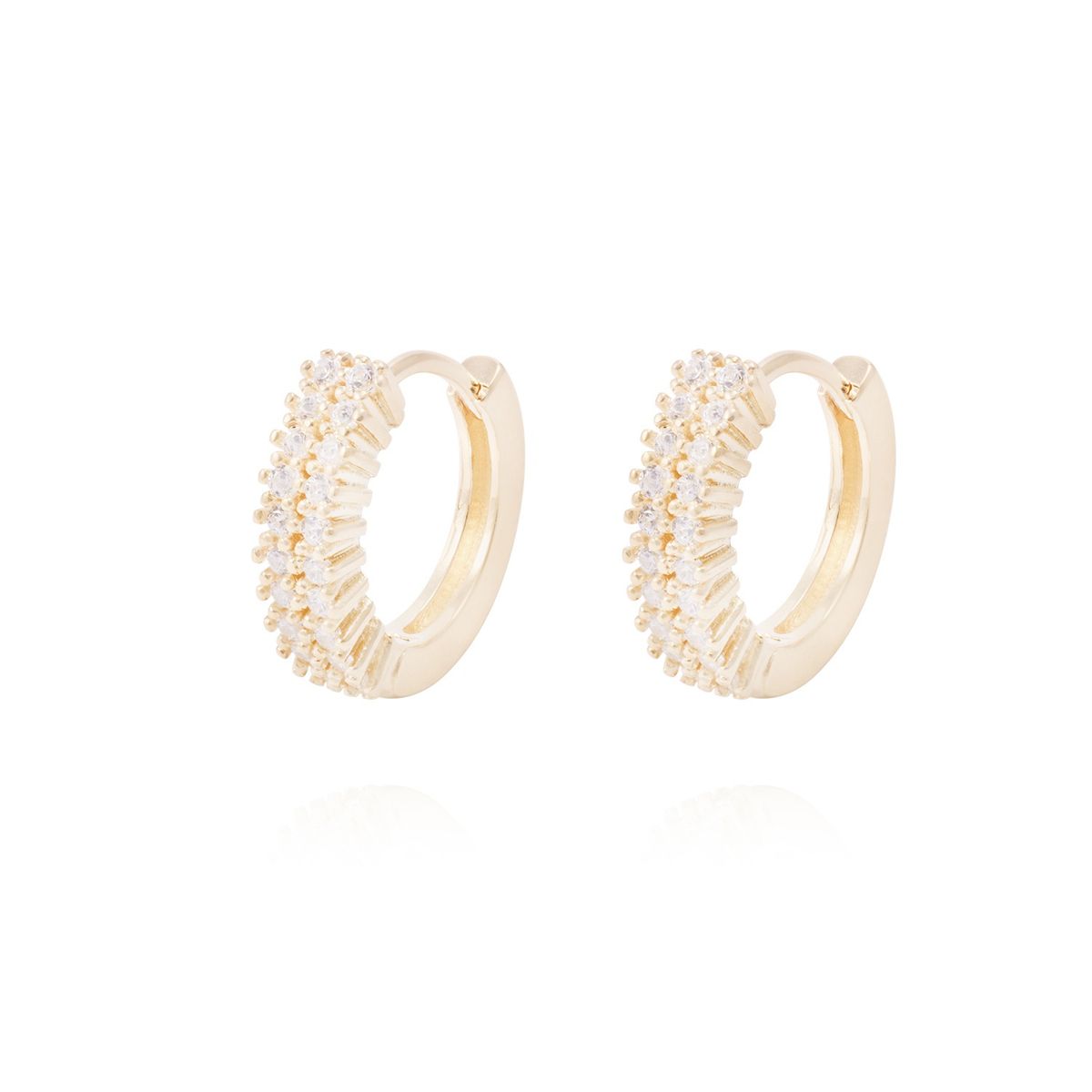 JB JOYAS BARON - Aros Revestidos en Oro 18kt Argollas Doble Circonita