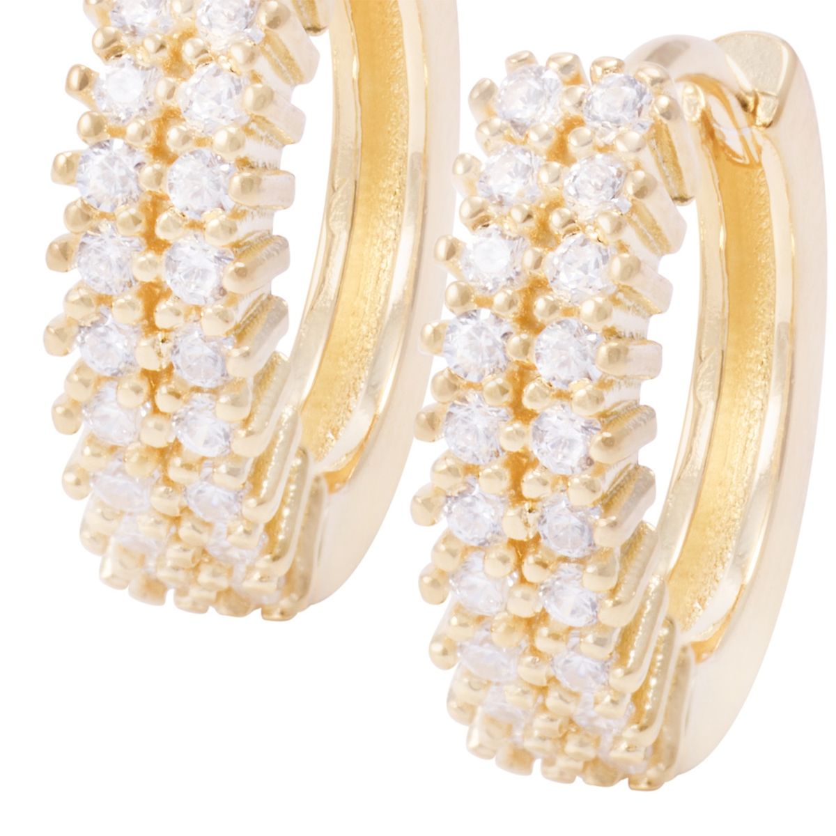 JB JOYAS BARON - Aros Revestidos en Oro 18kt Argollas Doble Circonita