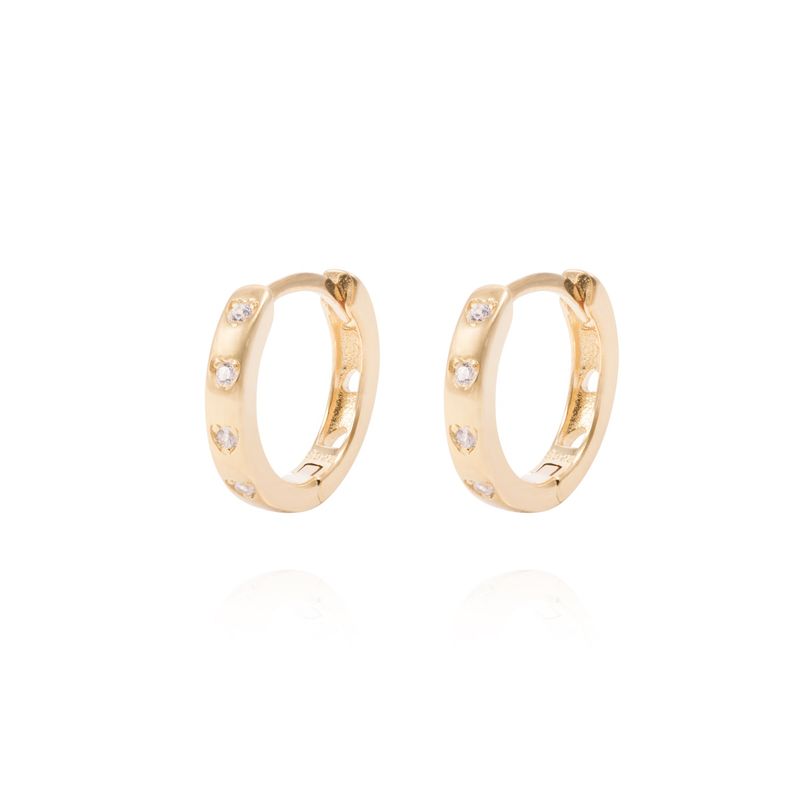 JB JOYAS BARON - Aros Revestidos en Oro 18kt Argollas Pequeña Circonita