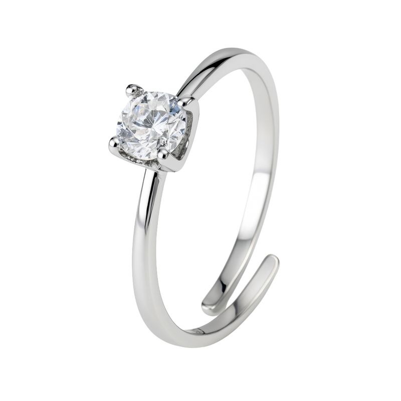 JB JOYAS BARON - Anillo Plata Esterlina 925 Ajustable Circonita 5MM Central