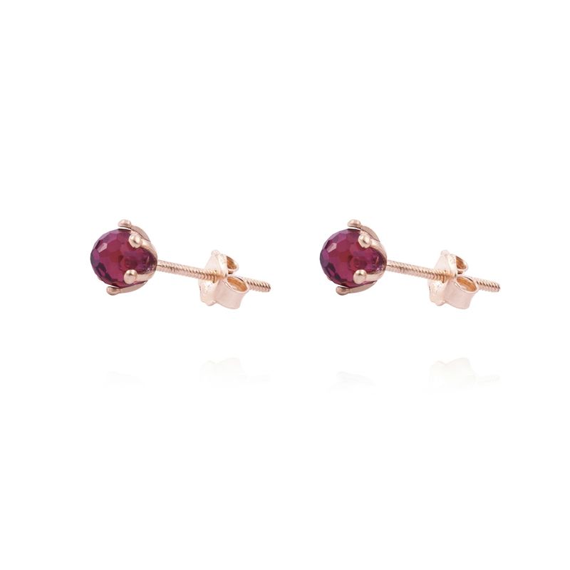 JB JOYAS BARON - Aros Oro Miel 18kt  Rubí Facetado