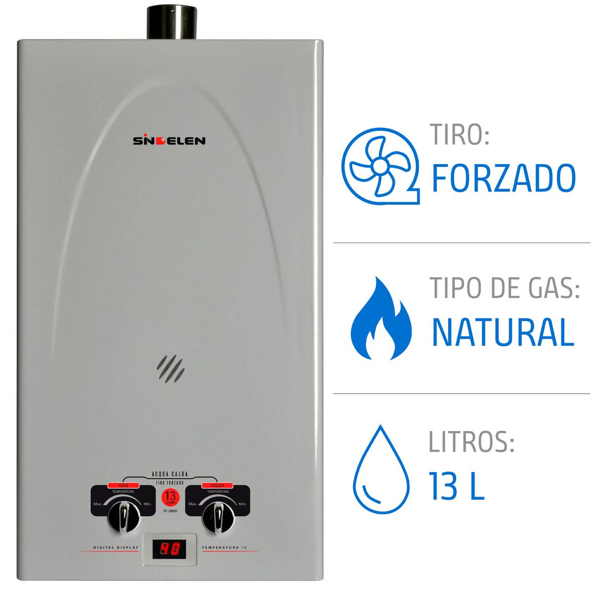 SINDELEN - Calefont 13 Litros Gas Natural Tiro Forzado CFF-131GNSI