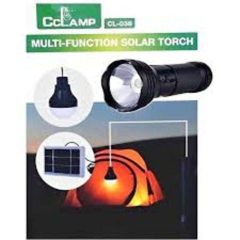 GENERICO - Linterna Solar Multifuncional CL-038 Recargable con Panel Solar y Funciones Extras