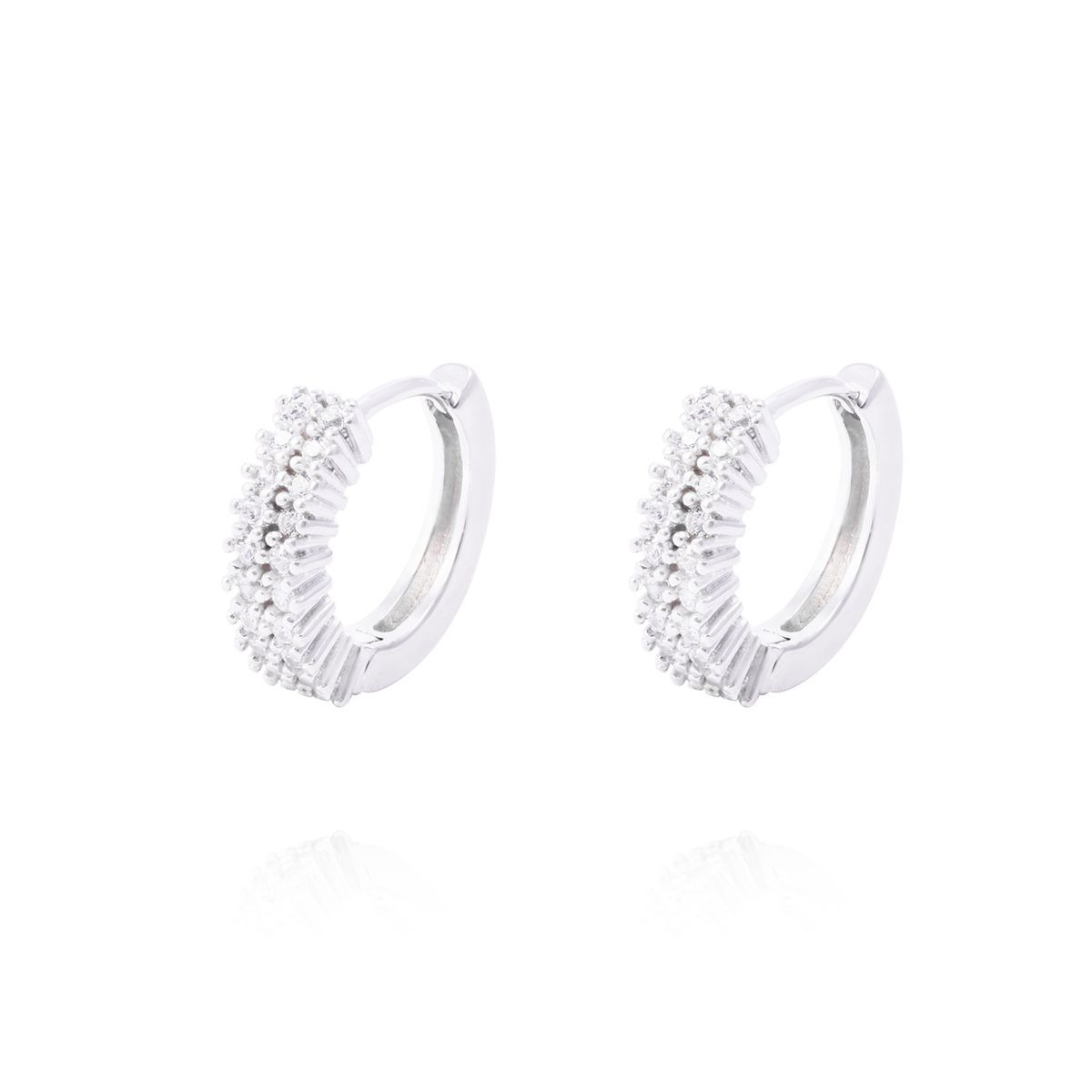 JB JOYAS BARON - Aros de Plata Esterlina Argollas Doble Circón