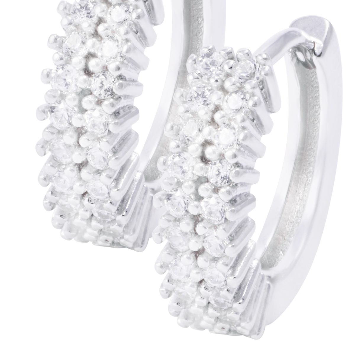 JB JOYAS BARON - Aros de Plata Esterlina Argollas Doble Circón