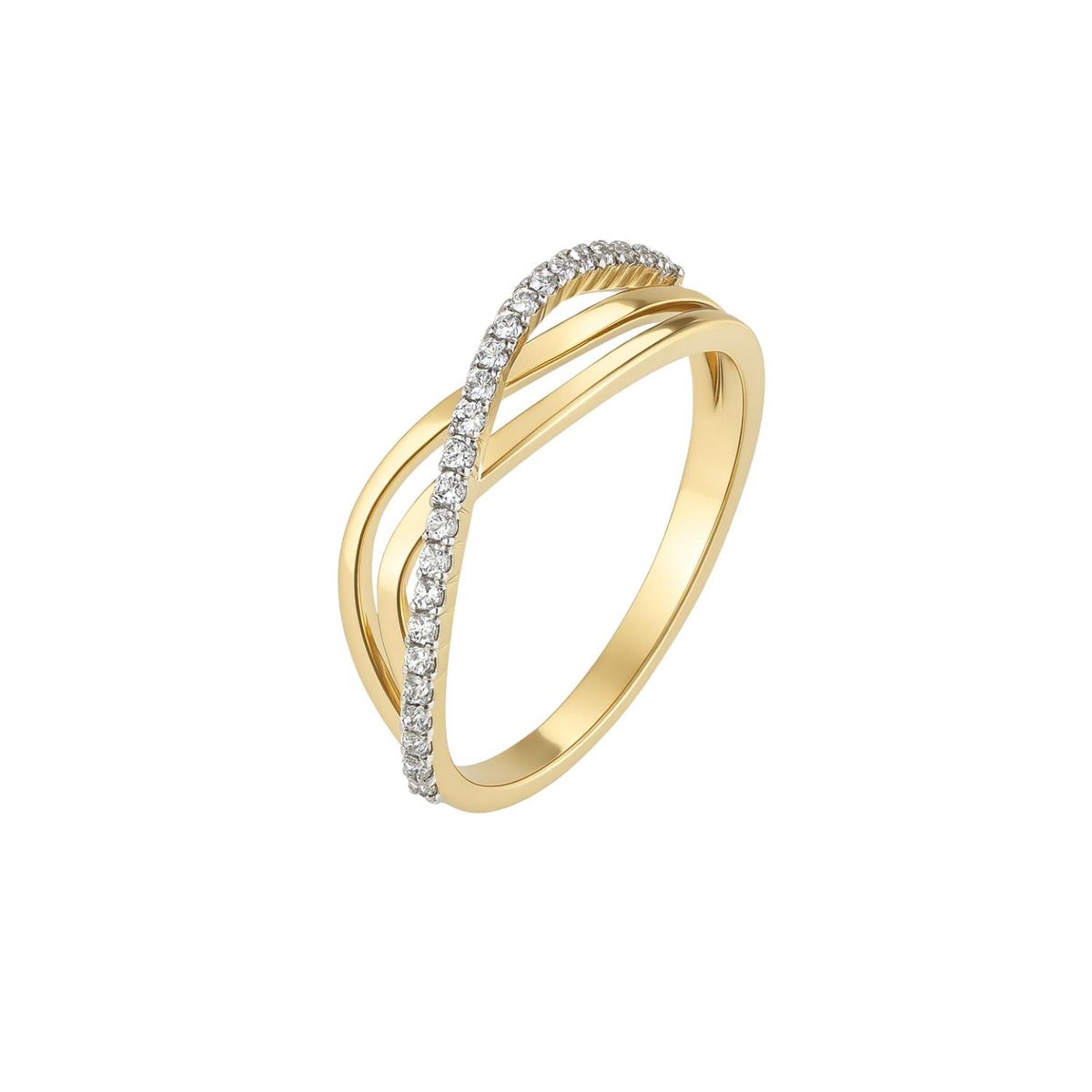 JB JOYAS BARON - Anillo de Oro 18Kt Medio Cintillo Riel Doble Circón