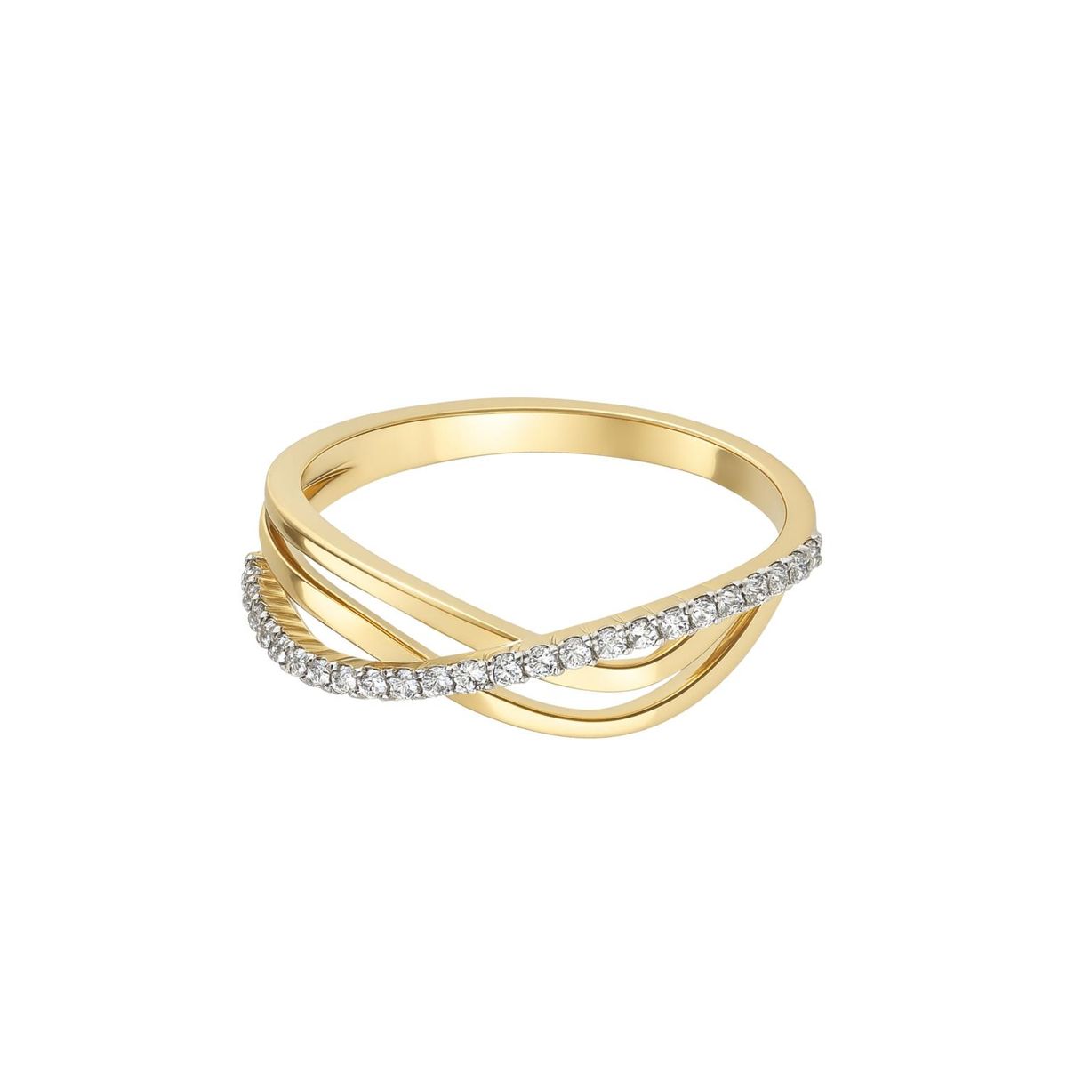 JB JOYAS BARON - Anillo de Oro 18Kt Medio Cintillo Riel Doble Circón