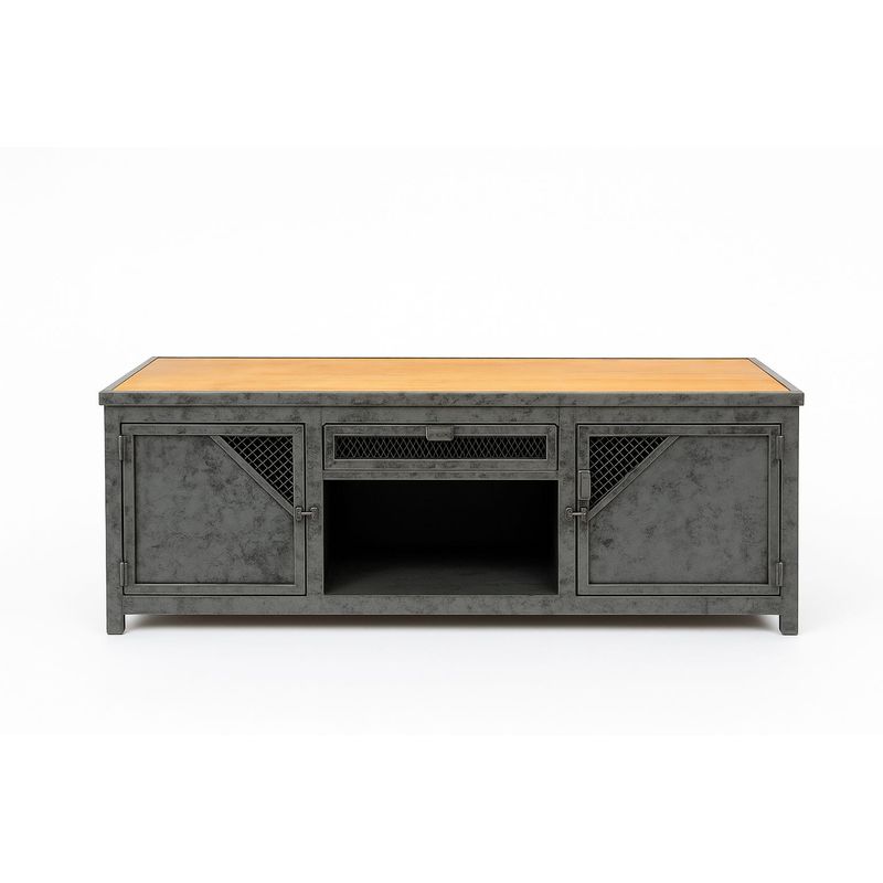 GENERICO - Rack Industrial Gris matizado diseño vintage con cubierta Madera