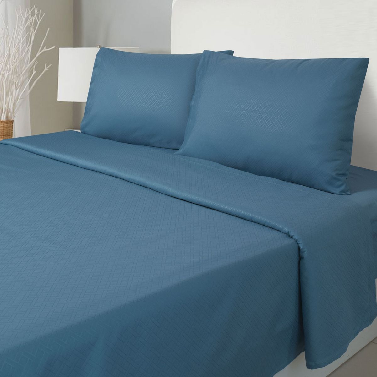 ARTHOME - JUEGO DE SABANAS ARTHOME 2 PLAZAS EMBOSSE MICROFIBRA COLOR AZUL