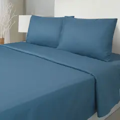 ARTHOME - JUEGO DE SABANAS 2 PLAZAS EMBOSSE MICROFIBRA COLOR AZUL