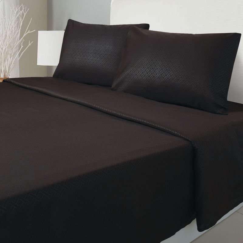 ARTHOME - JUEGO DE SABANAS ARTHOME 2 PLAZAS EMBOSSE MICROFIBRA COLOR NEGRO