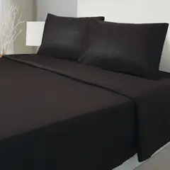 ARTHOME - JUEGO DE SABANAS 2 PLAZAS EMBOSSE MICROFIBRA COLOR NEGRO