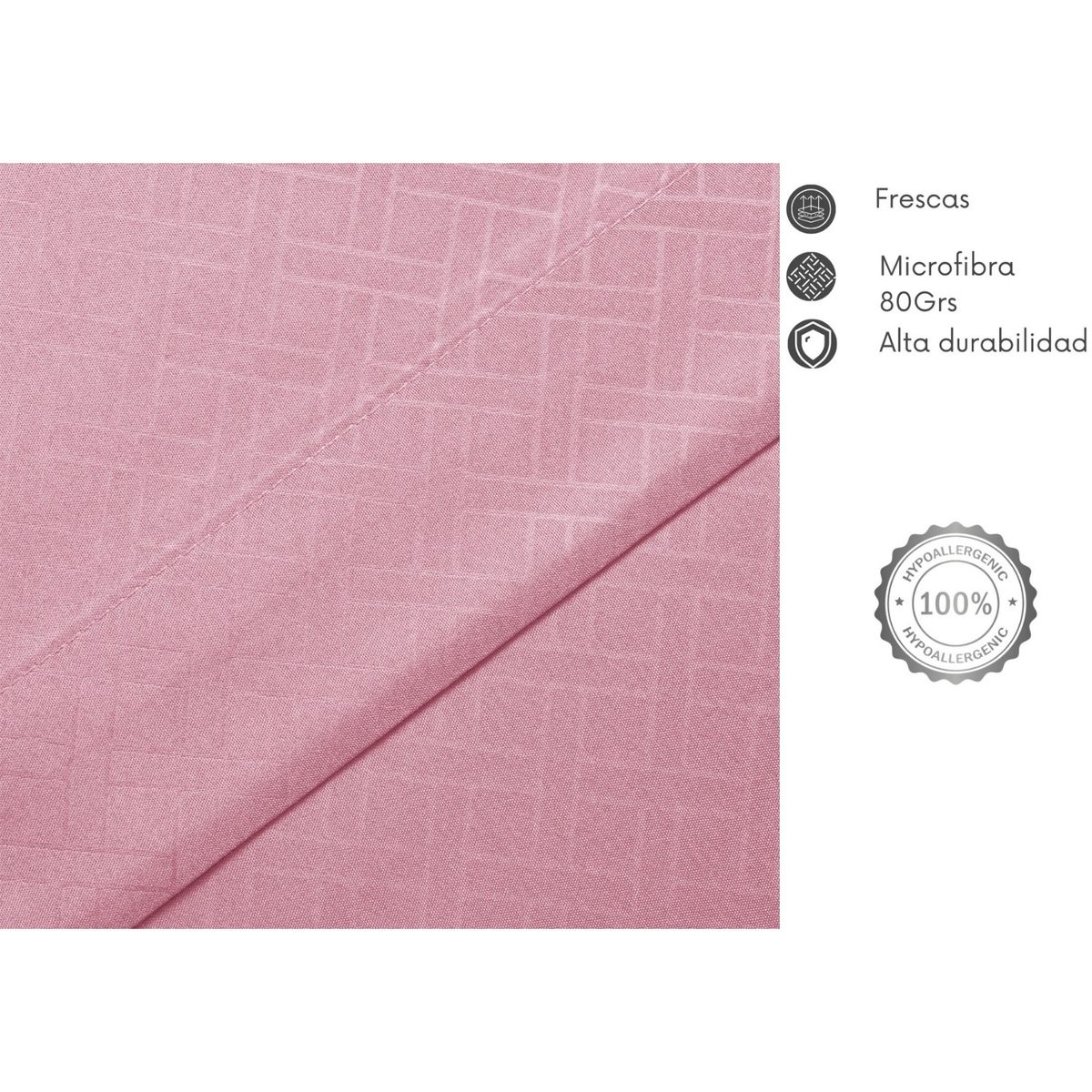 ARTHOME - JUEGO DE SABANAS ARTHOME 1.5 PLAZAS EMBOSSE MICROFIBRA COLOR ROSA