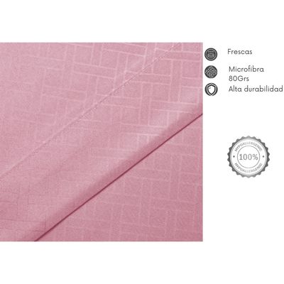 Imagen 2 del producto JUEGO DE SABANAS 1.5 PLAZAS EMBOSSE MICROFIBRA COLOR ROSA