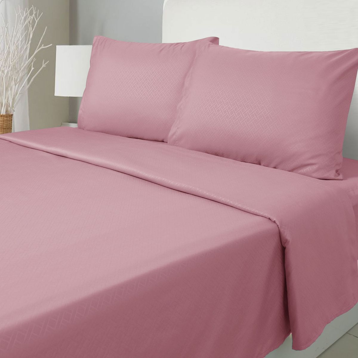 ARTHOME - JUEGO DE SABANAS ARTHOME 2 PLAZAS EMBOSSE MICROFIBRA COLOR ROSA