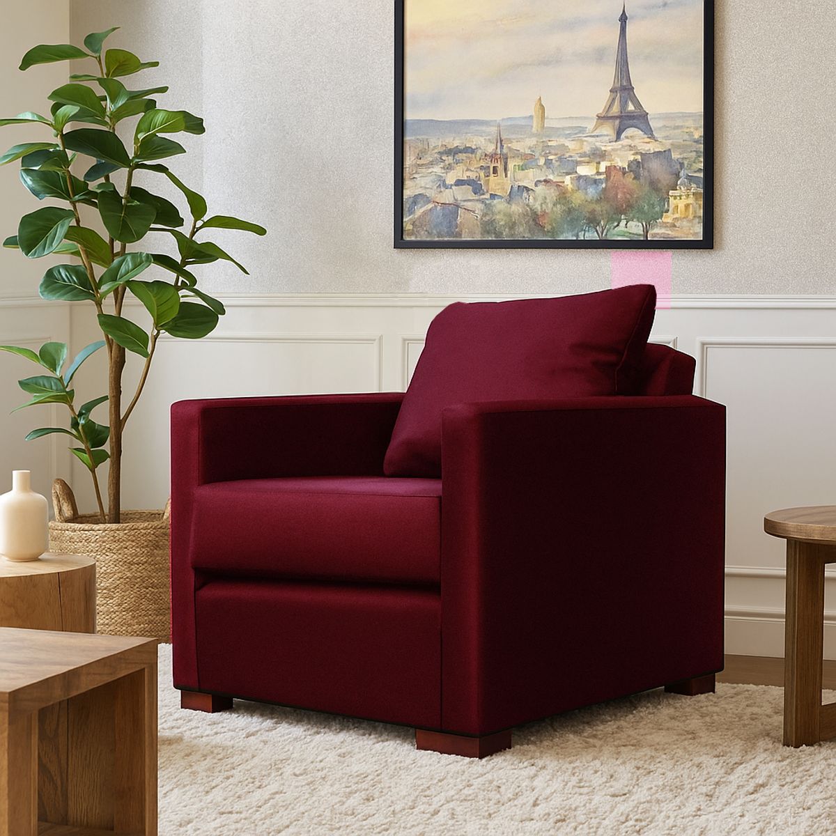 DKORA - Sofá 1 cuerpo Jade  Rojo