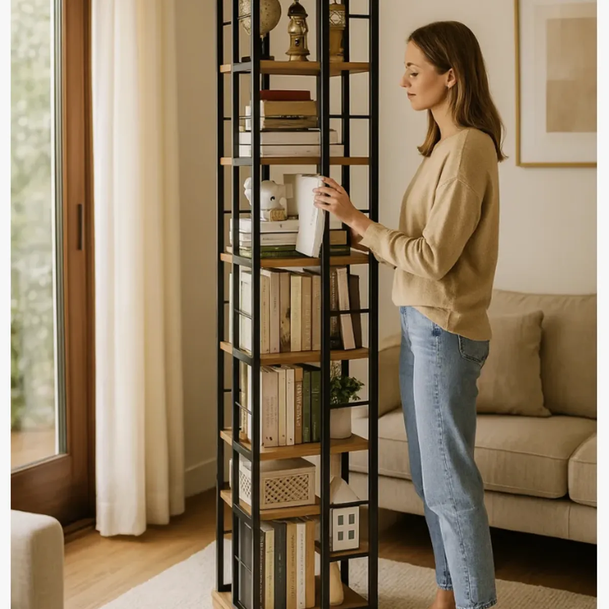 HOMER DESIGN - Biblioteca Librero Giratorio Organizador De Libros 190cm