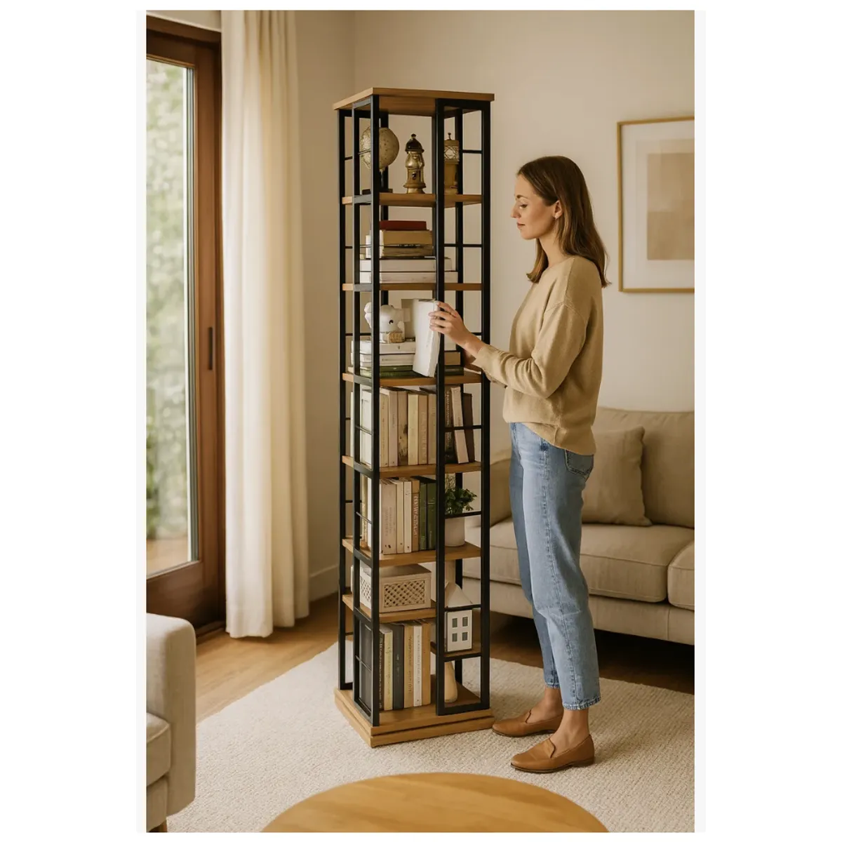 HOMER DESIGN - Biblioteca Librero Giratorio Organizador De Libros 190cm