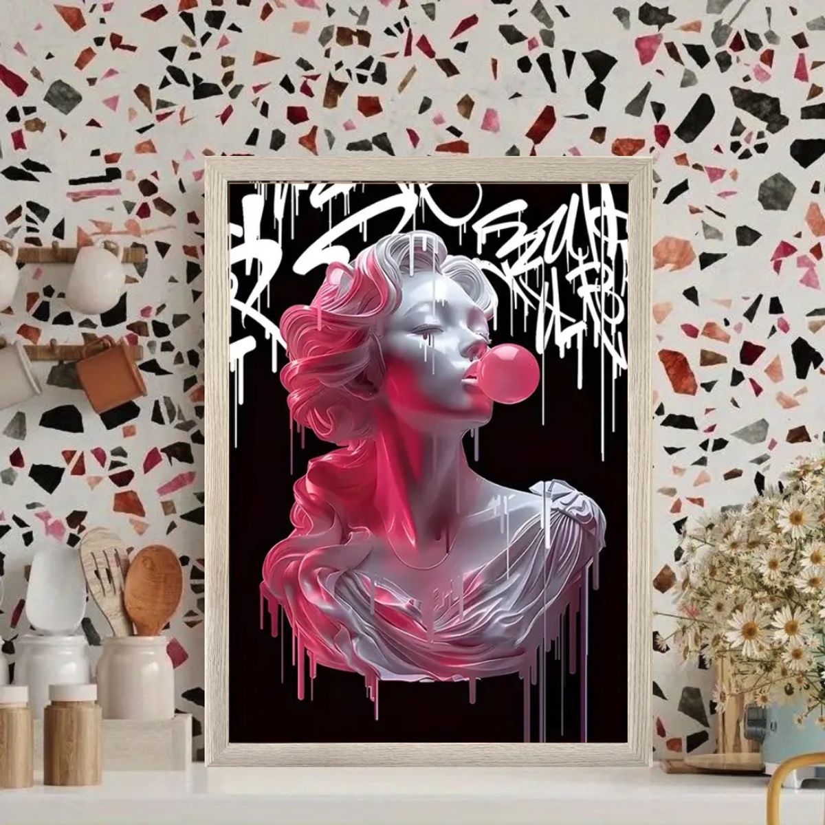 GENERICO - Cuadro decorativo Elegante moderno estilo urbano con graffiti Neoclasico 75 X 55