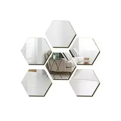GENERICO - Set Espejos Decorativos Vinilo Pared Acrílico Adhesivos Hexagonales Marinshop