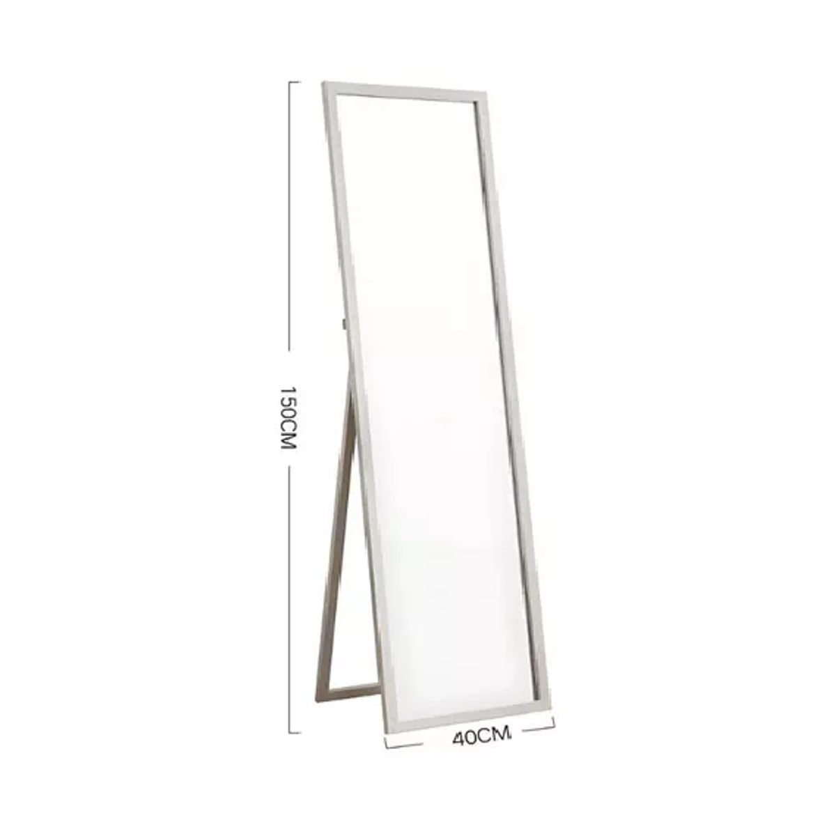 GENERICO - Espejo Cuerpo Entero 150x40cm Base Plegable Estilo Japonés Blanco