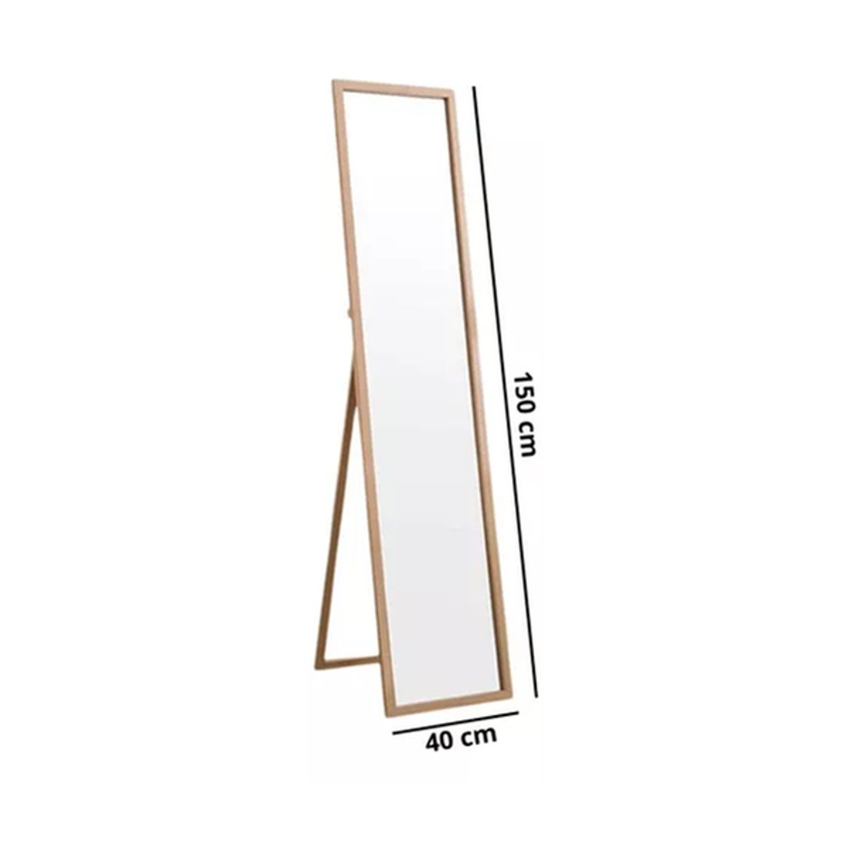 GENERICO - Espejo Cuerpo Entero 150x40cm Base Plegable Estilo Japonés Marrón