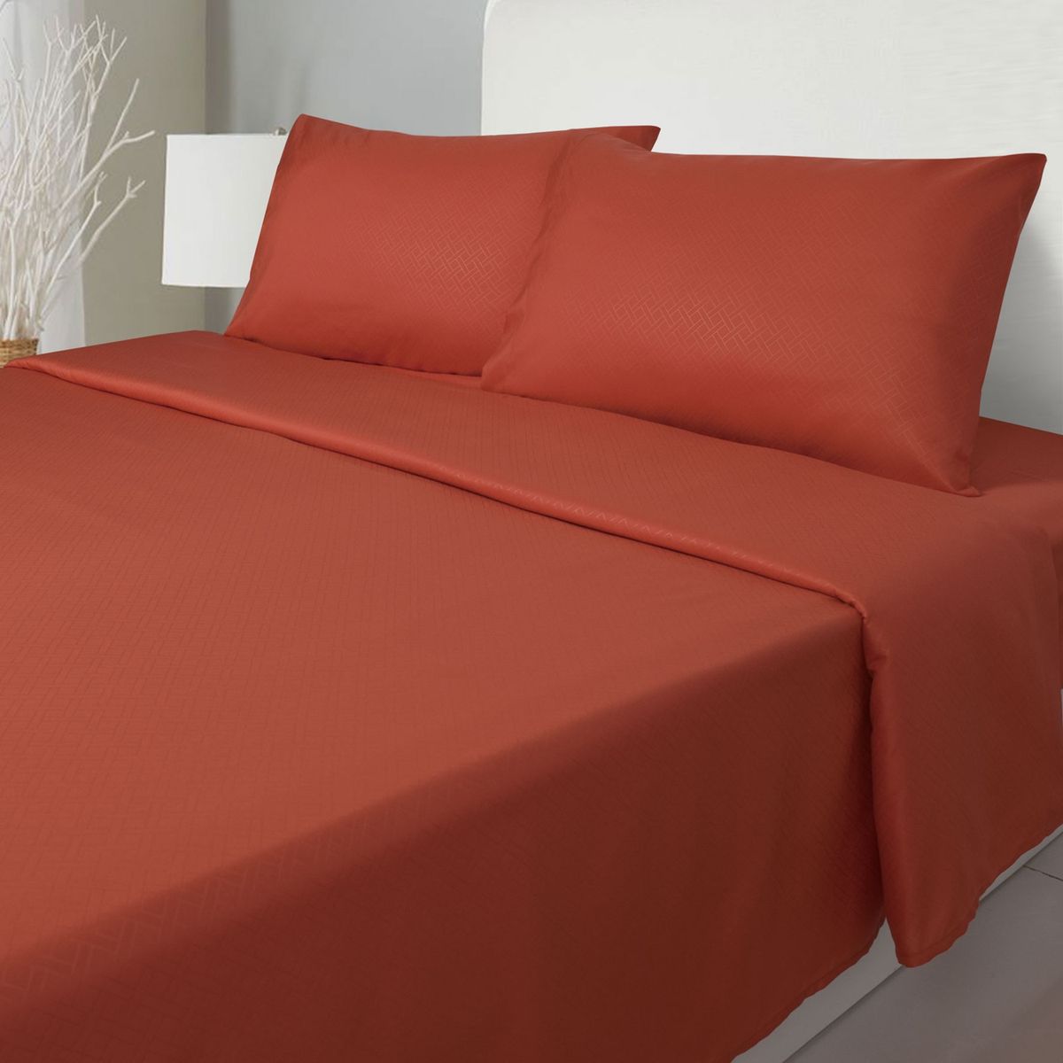 ARTHOME - JUEGO DE SABANAS ARTHOME 2 PLAZAS EMBOSSE MICROFIBRA COLOR TERRACOTA