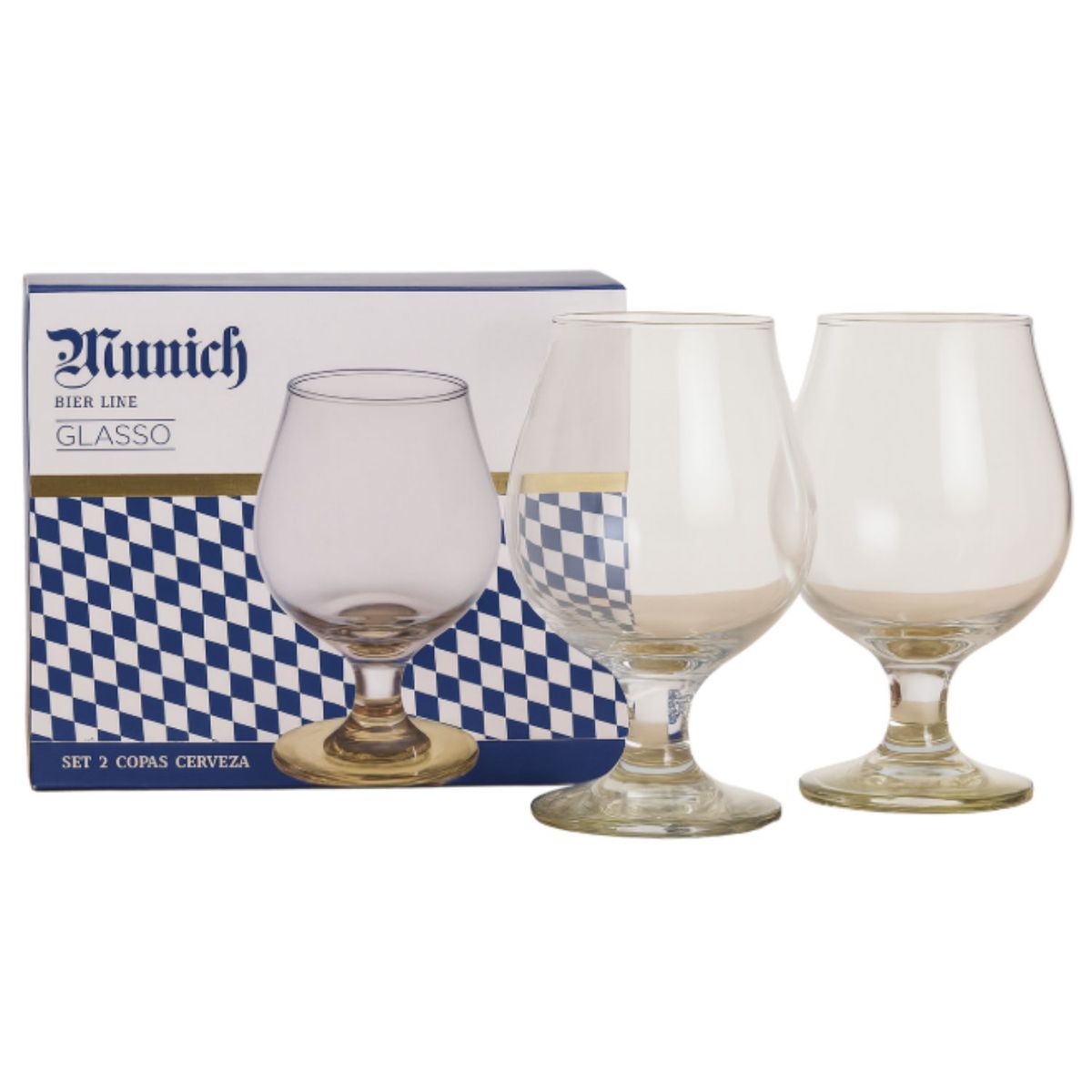 GLASSO - Set 2 Vasos Cerveceros 495ml Glasso Base Ancha Elegantes