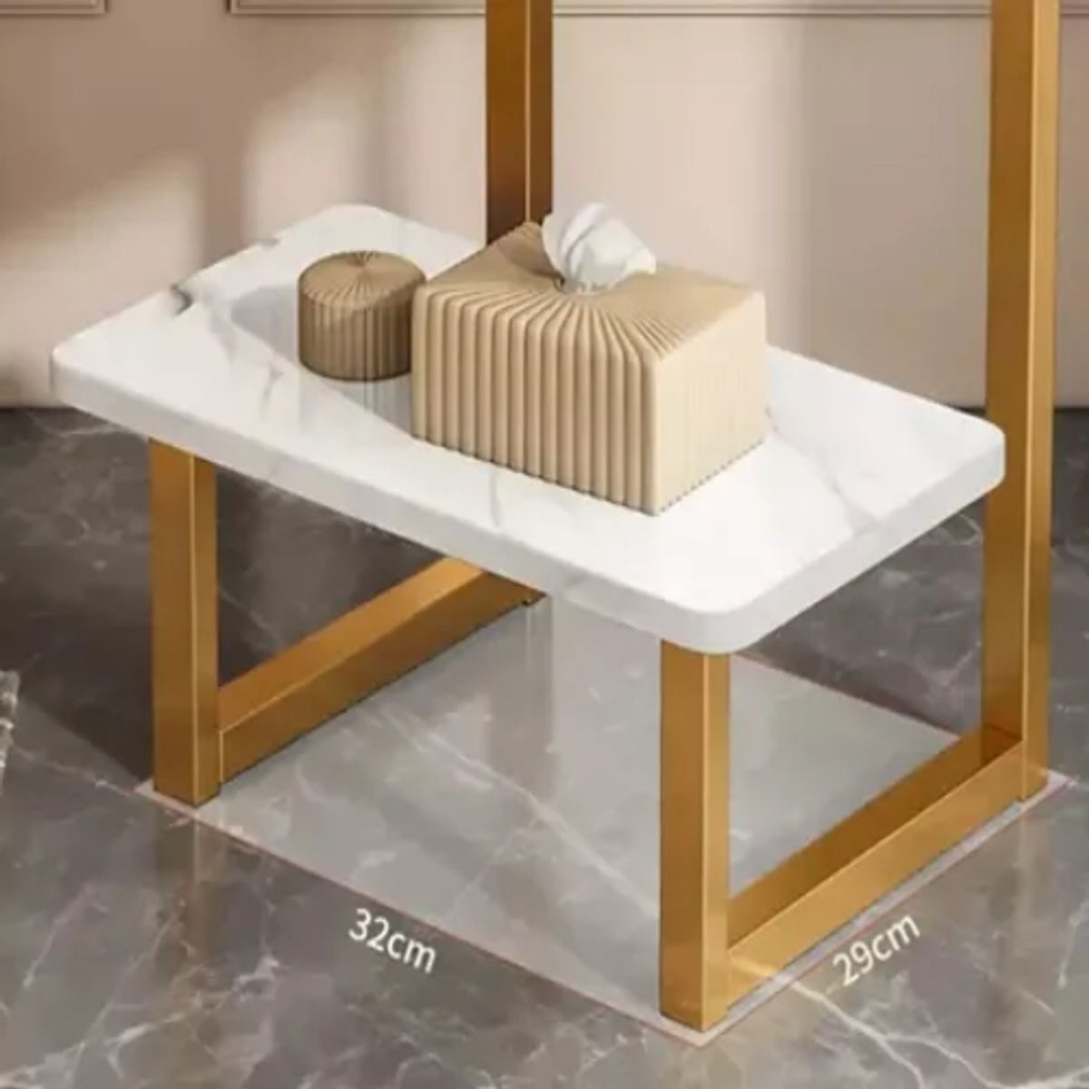 GENERICO - Mesa De Centro Redondo De Fierro Y Madera Vanguardia Blanca