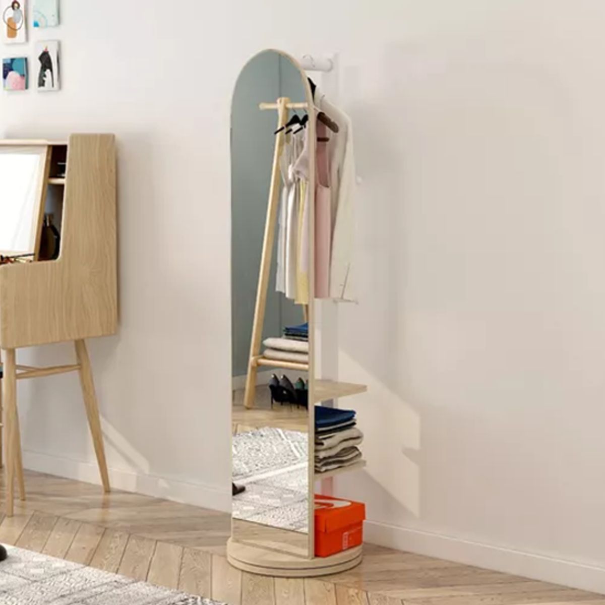 GENERICO - Espejo Cuerpo Entero Giratorio con Percha 168x40x30cm Marco Arce