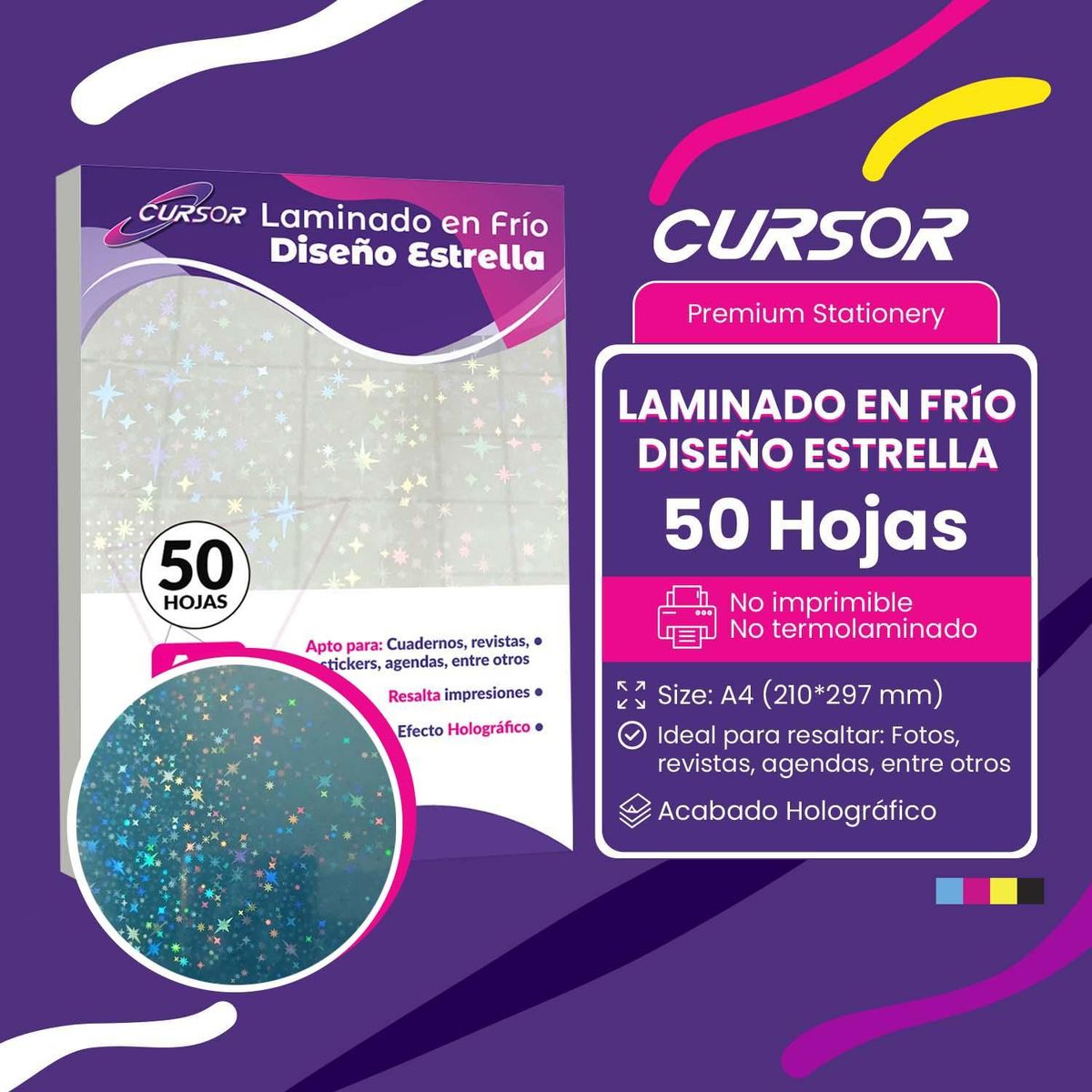 CURSOR - Laminado En Frio Diseño Stella A4 Cursor Pack 50
