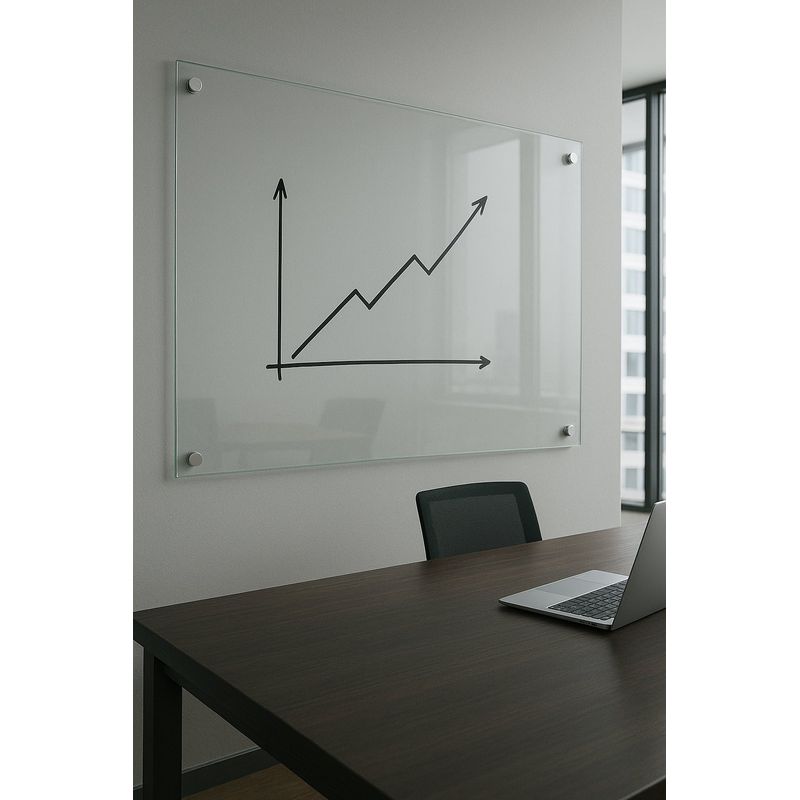 WINKO - Pizarra Incoloro 6mm 120cm x 90cm Vidrio Templado Herraje Cromado