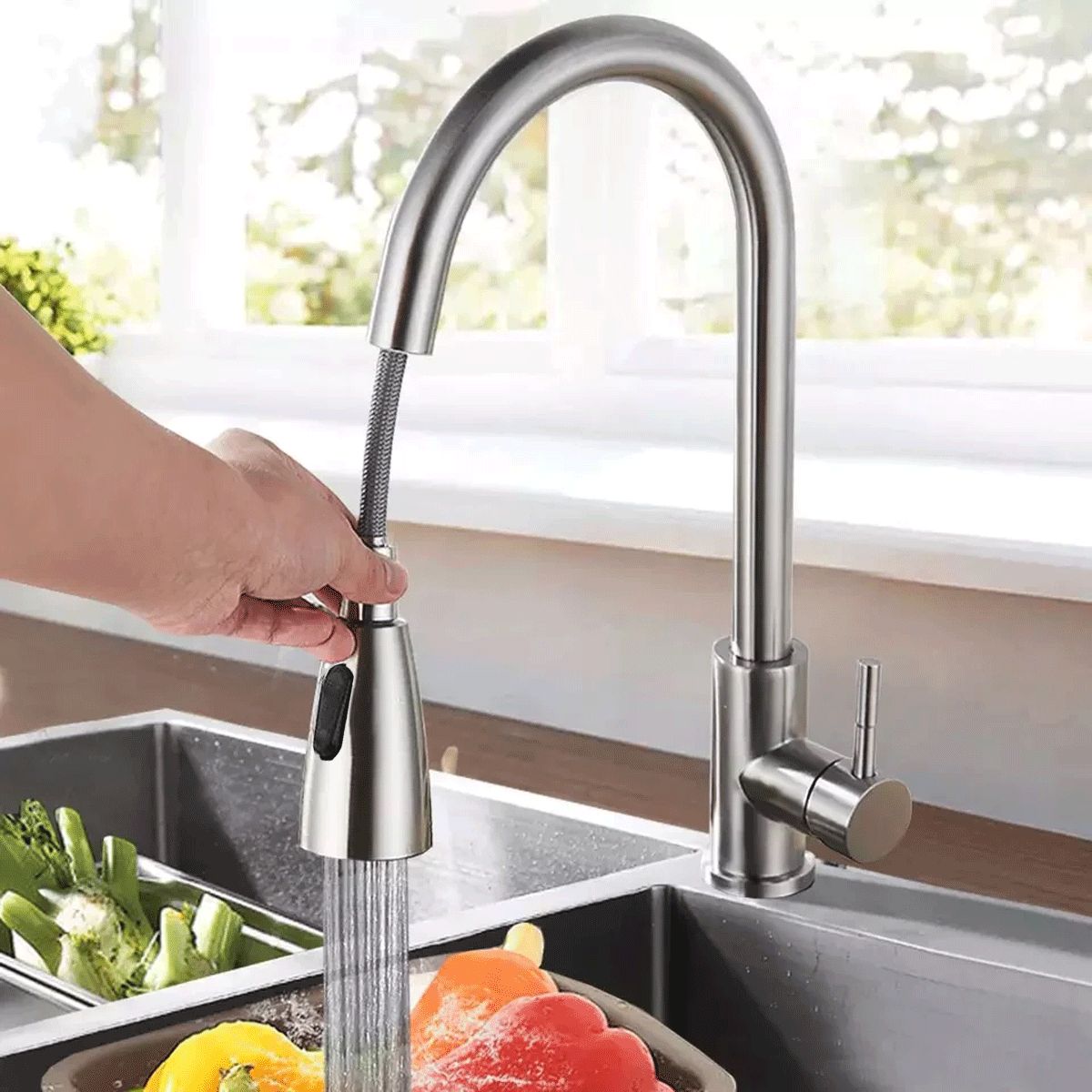 GENERICO - Llave Monomando lavaplato Inox Profesional Carezza color plateado