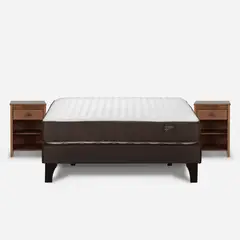 ROSEN - Cama Europea Ergo T New 2 Plazas Base N+Velador Ferrara Café