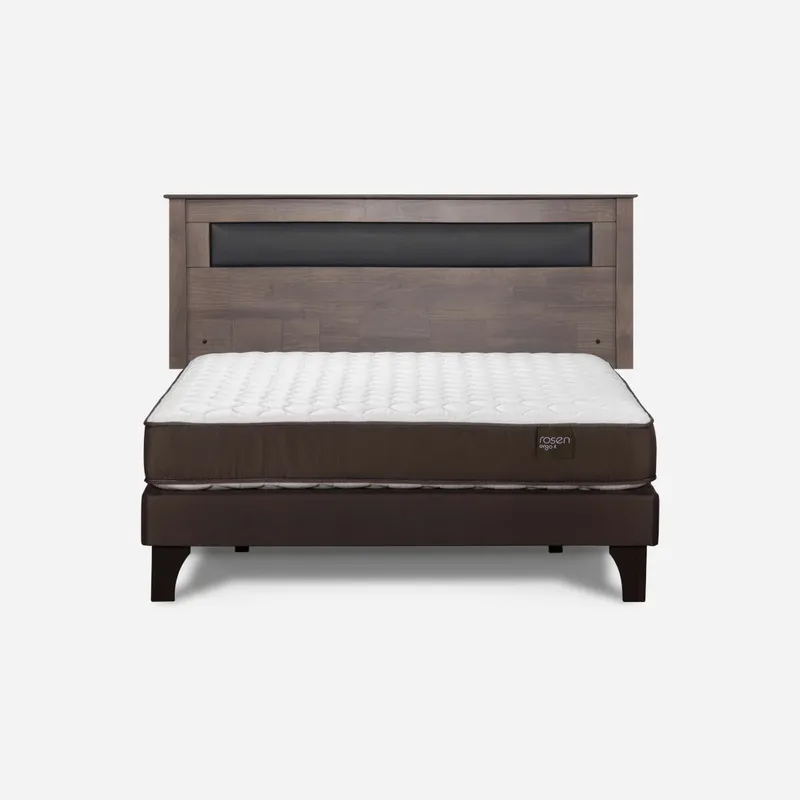 ROSEN - Cama Europea Ergo-T New 2 Plazas BN + Respaldo Ferrara Gris