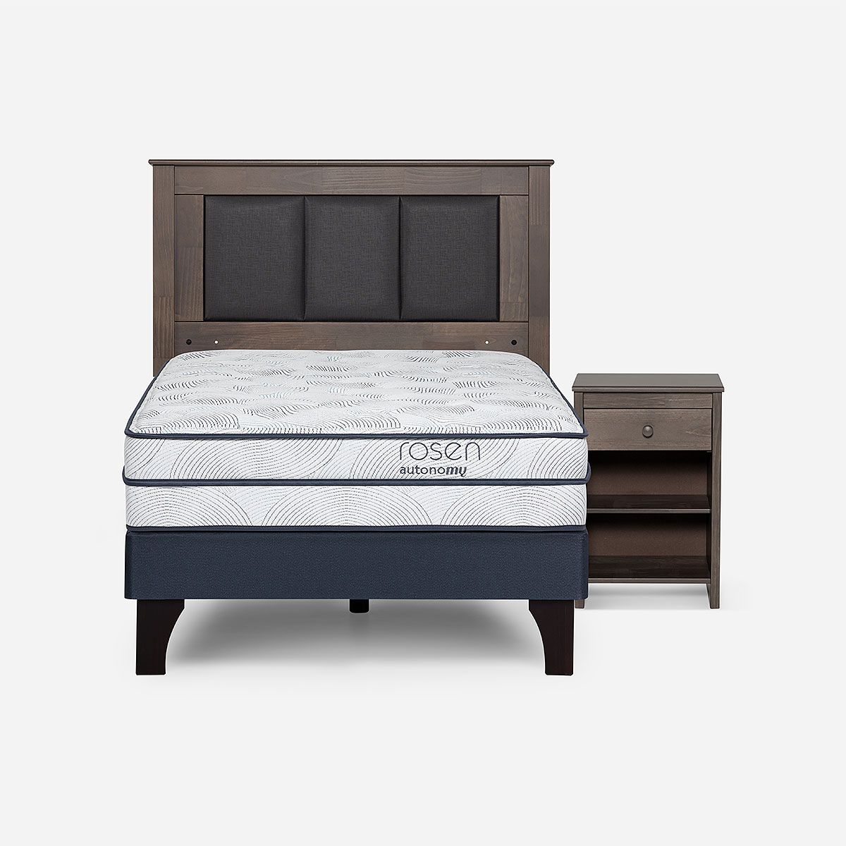 ROSEN - Cama Autonomy Sky 15 Plazas+Respaldo Rachel+Velador Ferrara