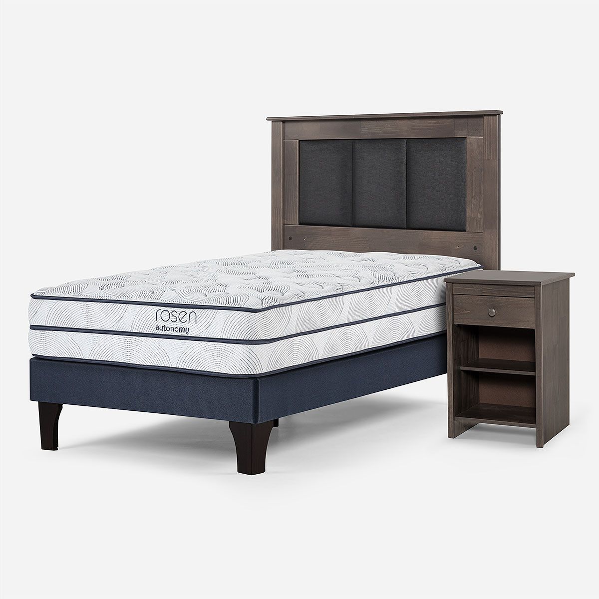 ROSEN - Cama Autonomy Sky 15 Plazas+Respaldo Rachel+Velador Ferrara