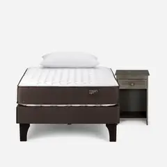 ROSEN - Cama Ergo T New 15 Plazas + Velador Tabor Grafito+Almohada